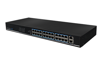 Switch 100% Gigabit, 26 ports, 24 PoE+, 2 Uplinks