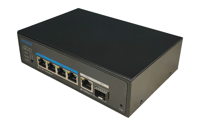  Industrial 4-Port Gigabit PoE++ 1-Port Gigabit RJ-45 1-Port Gigabit SFP Unmanaged Ethernet Switch