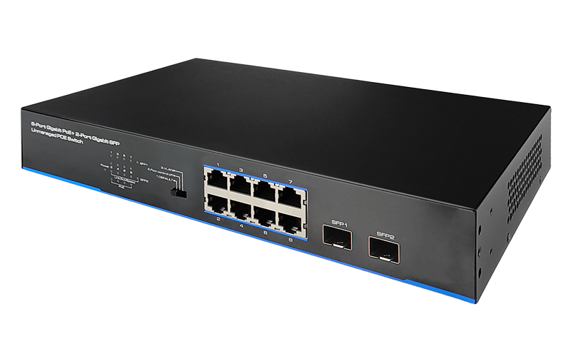  8-Port Gigabit PoE+ 2-Port Gigabit SFP Ethernet Switch